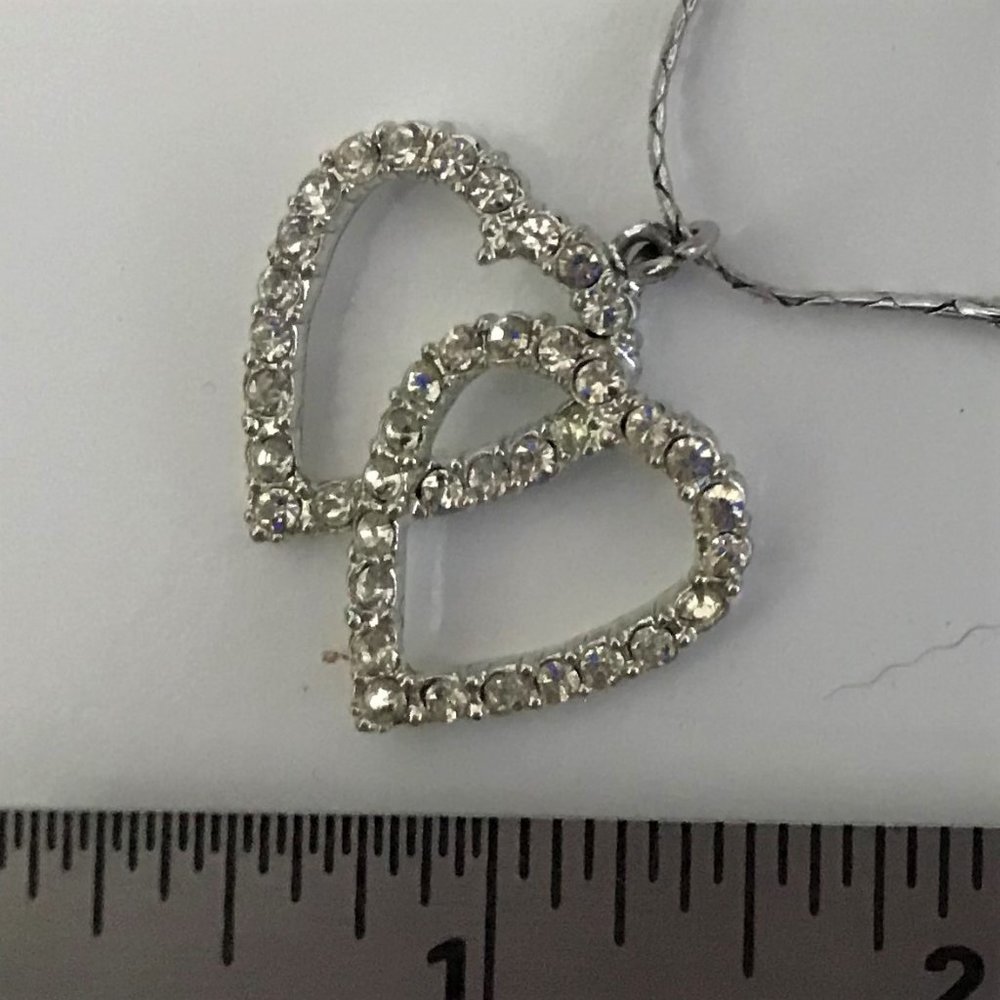 Interlocking Double Rhinestone Hearts Pendant - image 3